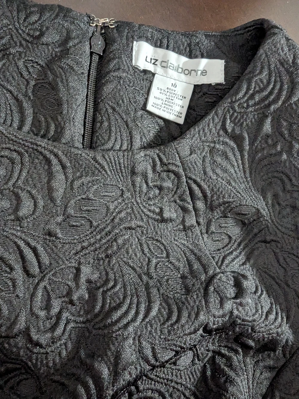 Black Textured Floral A-Line Dress